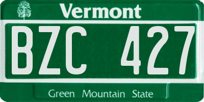 VT license plate BZC427