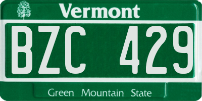 VT license plate BZC429