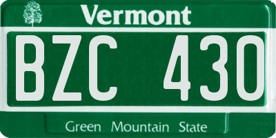 VT license plate BZC430