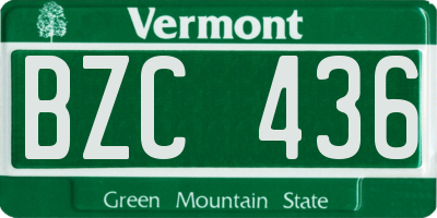 VT license plate BZC436