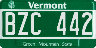 VT license plate BZC442