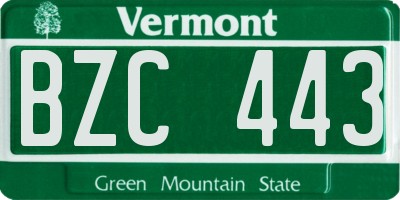 VT license plate BZC443