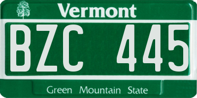VT license plate BZC445