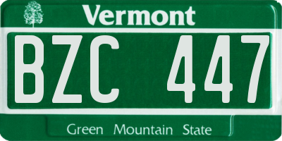 VT license plate BZC447