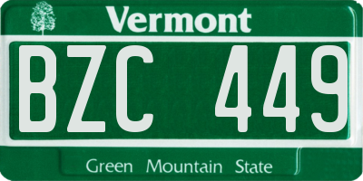 VT license plate BZC449