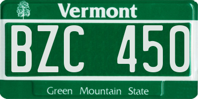 VT license plate BZC450