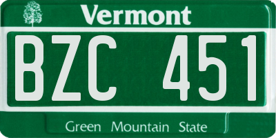 VT license plate BZC451