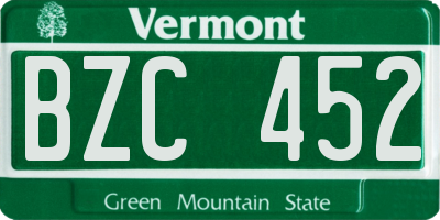 VT license plate BZC452