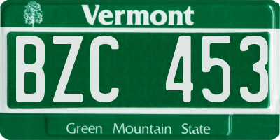 VT license plate BZC453
