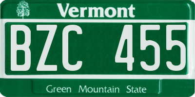 VT license plate BZC455