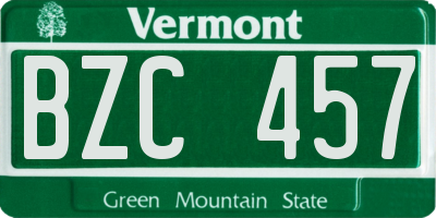 VT license plate BZC457