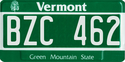 VT license plate BZC462