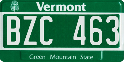 VT license plate BZC463