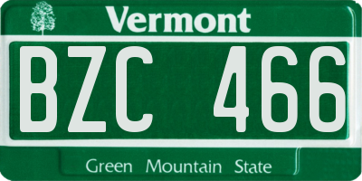 VT license plate BZC466