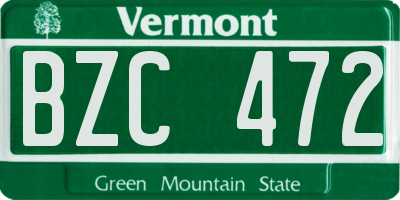VT license plate BZC472