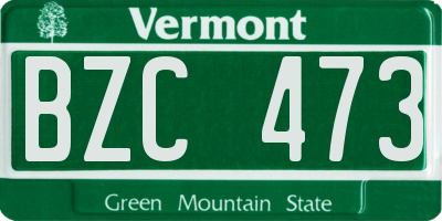 VT license plate BZC473
