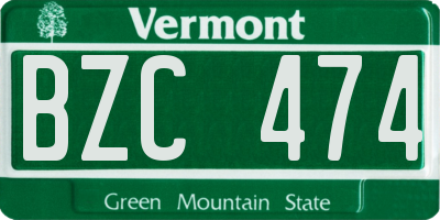 VT license plate BZC474