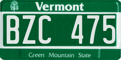 VT license plate BZC475