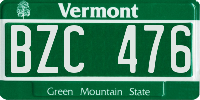 VT license plate BZC476