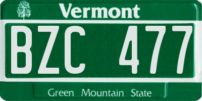 VT license plate BZC477