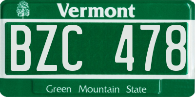 VT license plate BZC478