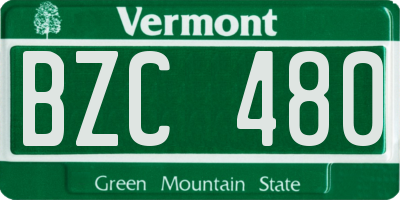 VT license plate BZC480