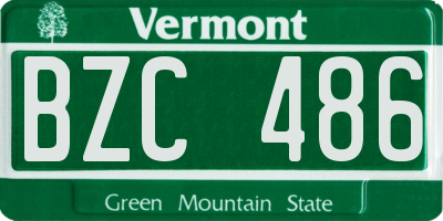 VT license plate BZC486