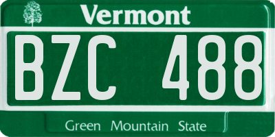 VT license plate BZC488
