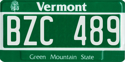 VT license plate BZC489
