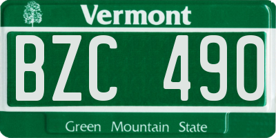 VT license plate BZC490