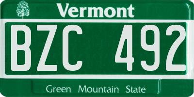 VT license plate BZC492