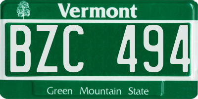VT license plate BZC494