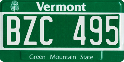 VT license plate BZC495