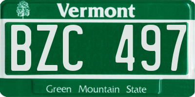 VT license plate BZC497