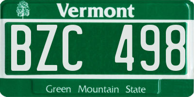 VT license plate BZC498