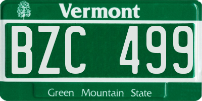 VT license plate BZC499