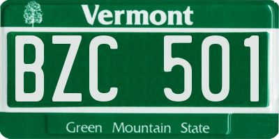 VT license plate BZC501