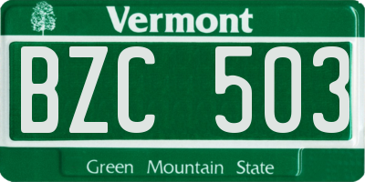 VT license plate BZC503