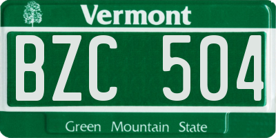 VT license plate BZC504