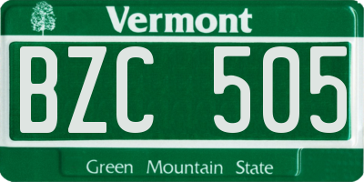 VT license plate BZC505