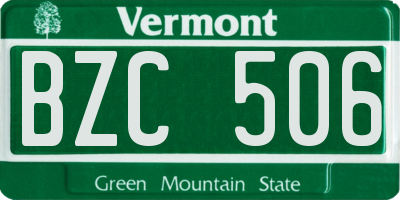 VT license plate BZC506