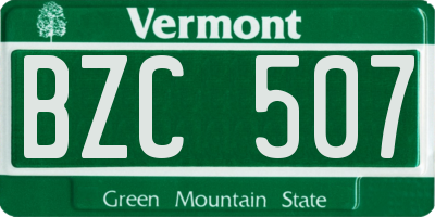 VT license plate BZC507