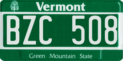 VT license plate BZC508