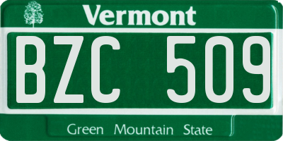 VT license plate BZC509