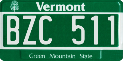 VT license plate BZC511