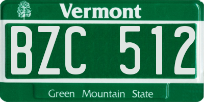 VT license plate BZC512