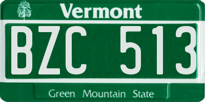 VT license plate BZC513