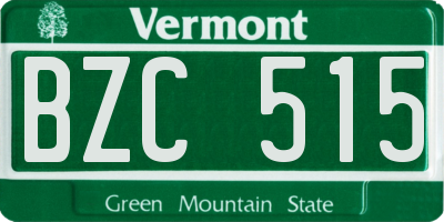 VT license plate BZC515