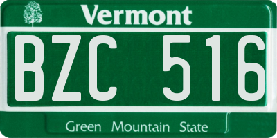 VT license plate BZC516