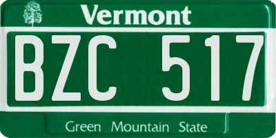 VT license plate BZC517